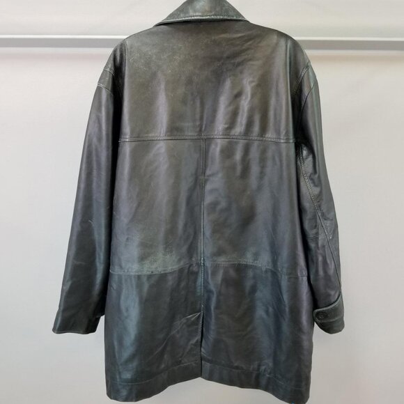 Vintage Irvine Park Black Leather Hounds tooth Button Zip-up- Men Sz Lar… - Picture 5 of 9